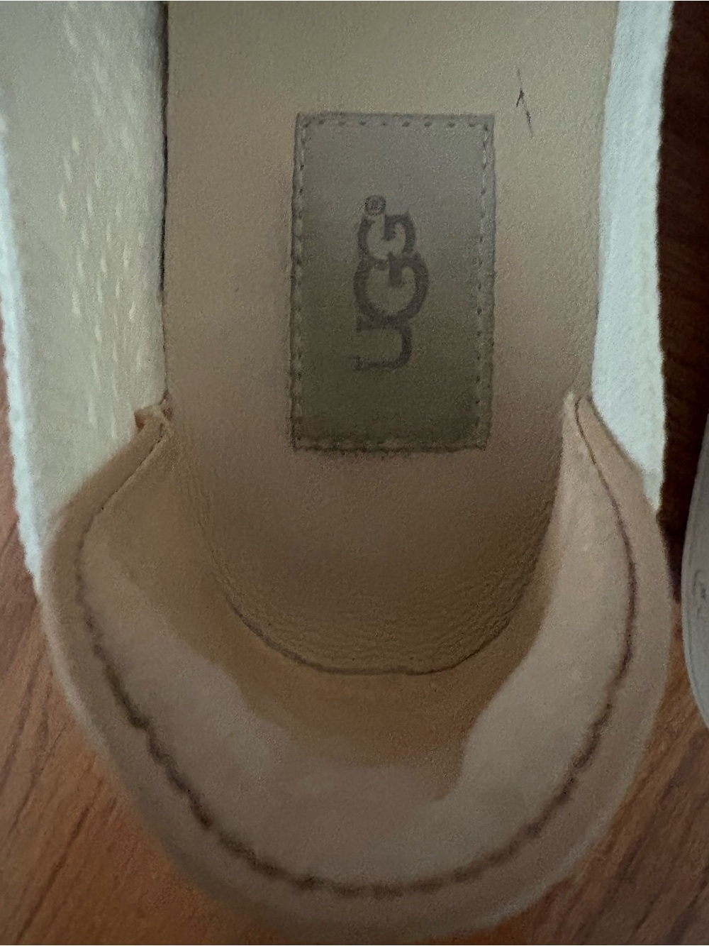 UGG women’s Slip-On Knit Loafers in Off-White with Tan Trim - Picture 4 of 4